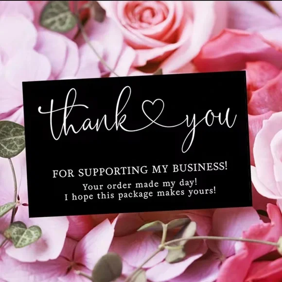 🖤BLACK🖤 "THANK YOU" FOR SUPPORTING MY BUSINESS! CARDS - 50PCS - 🌟NWT🌟 - Picture 10 of 11